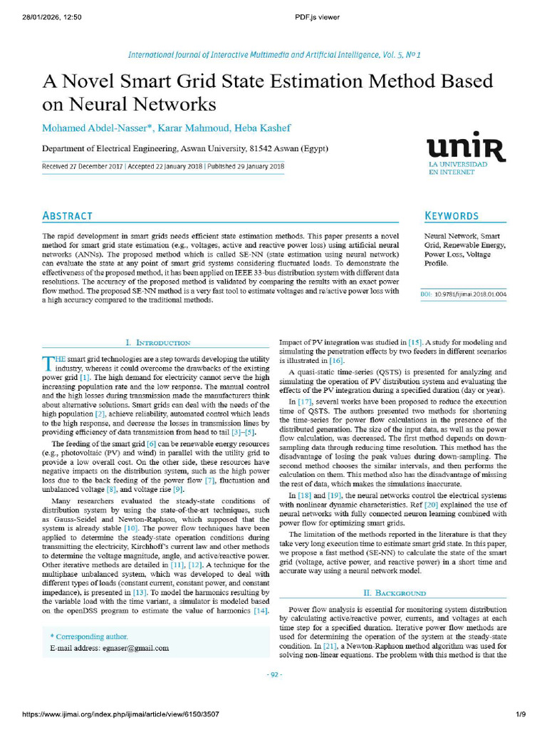 A Novel Smart Grid State Estimation Method Based On Nural Network | PDF