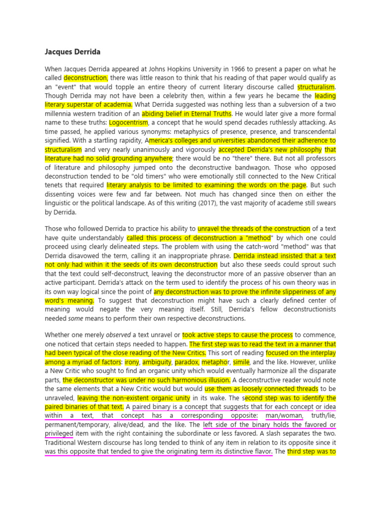 Derida | PDF | Deconstruction | Jacques Derrida