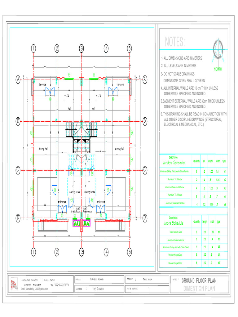 1-Ground Floor Plan Dimention Plan | PDF | Window | Door
