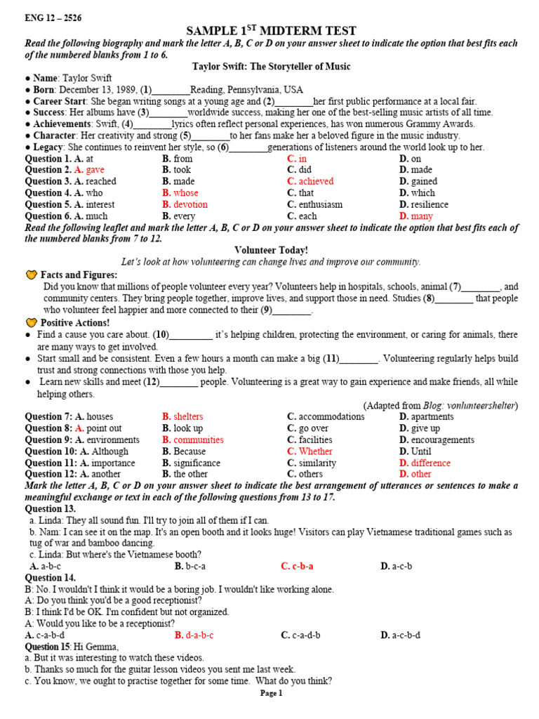 Sample 1st Midterm Test - Key | PDF | Fashion | Dress