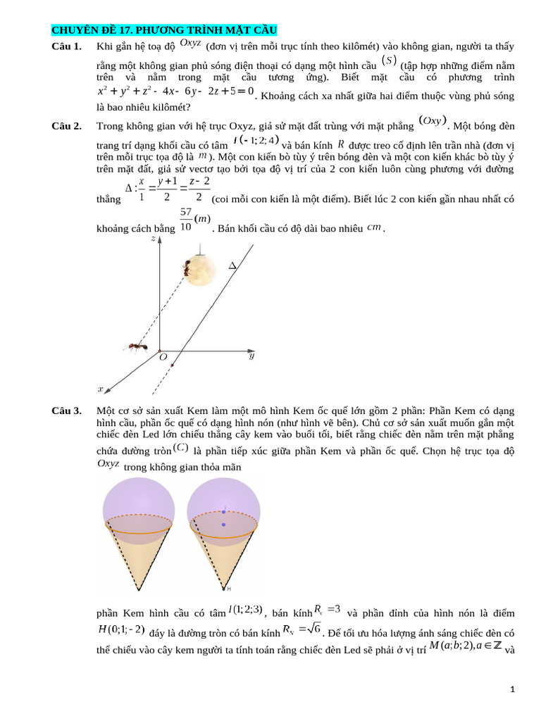 Cd17. Phuong Trinh Mat Cau - CH | PDF