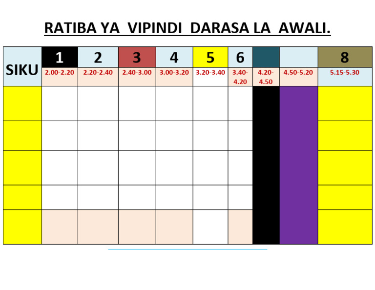 Ratiba Kuu Drs La Awali. (By Kasuka) . | PDF