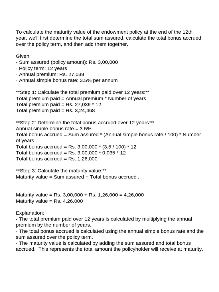 Maturity Value Calculation | PDF