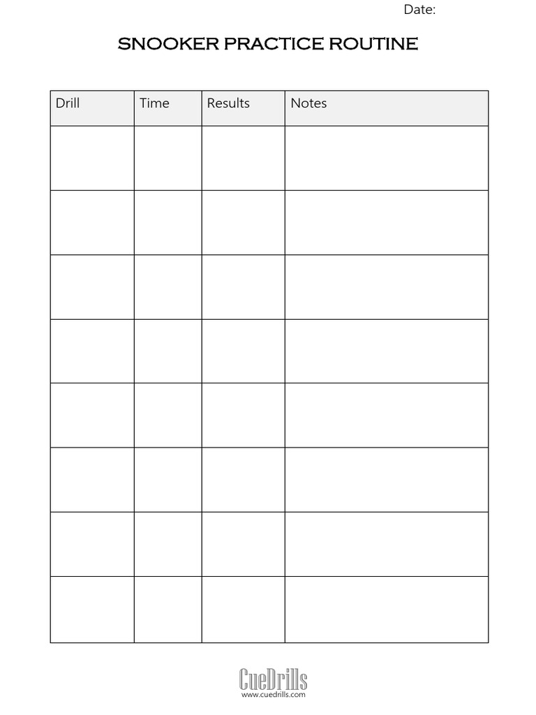 Printable Snooker Routine | PDF