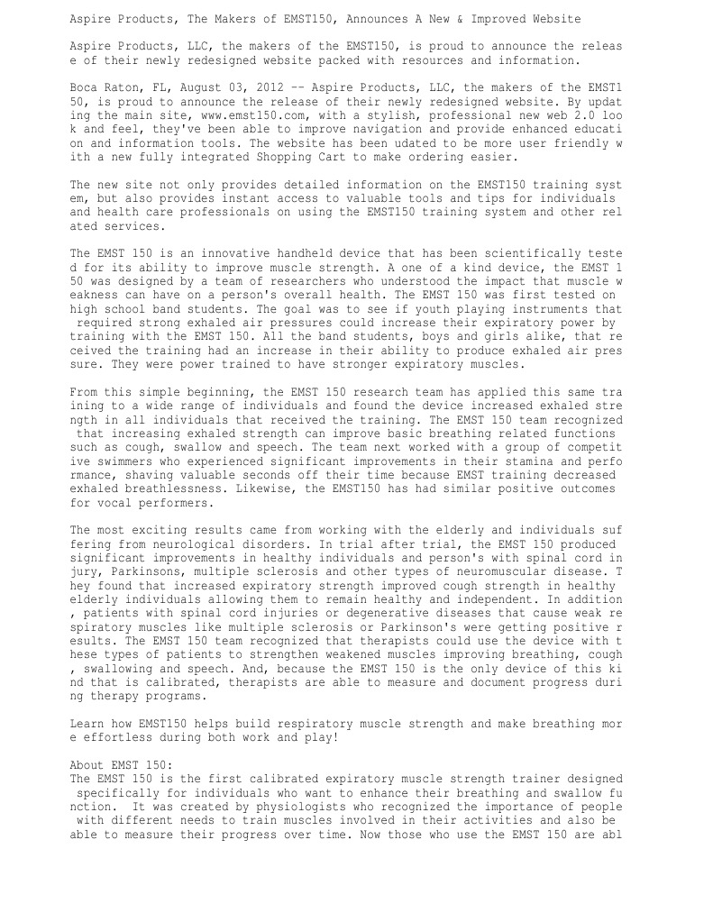 Aspire Products, The Makers of EMST150, Announces A New & Improved