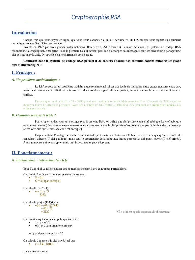 Cryptographie RSA - V 1.0 | PDF | Public-key cryptography | Cryptage