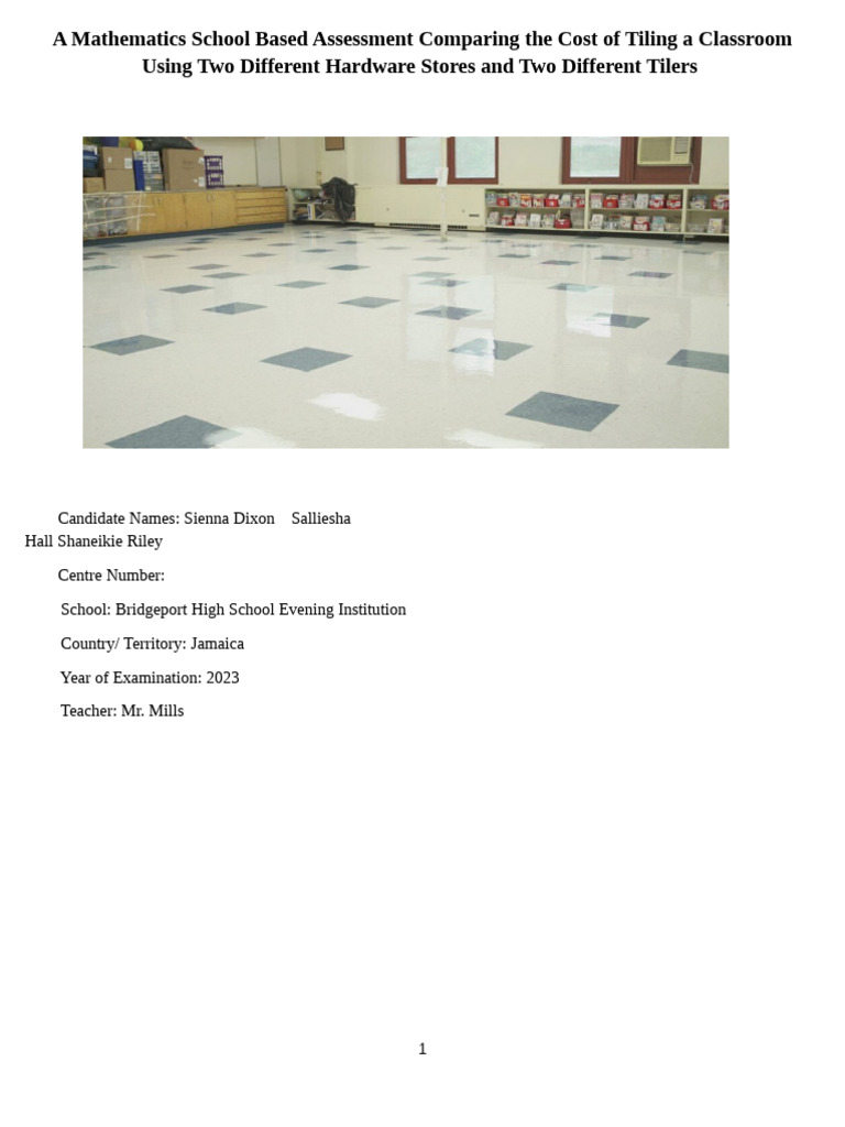 A Mathematics School Based Assessment 1 | PDF | Tile