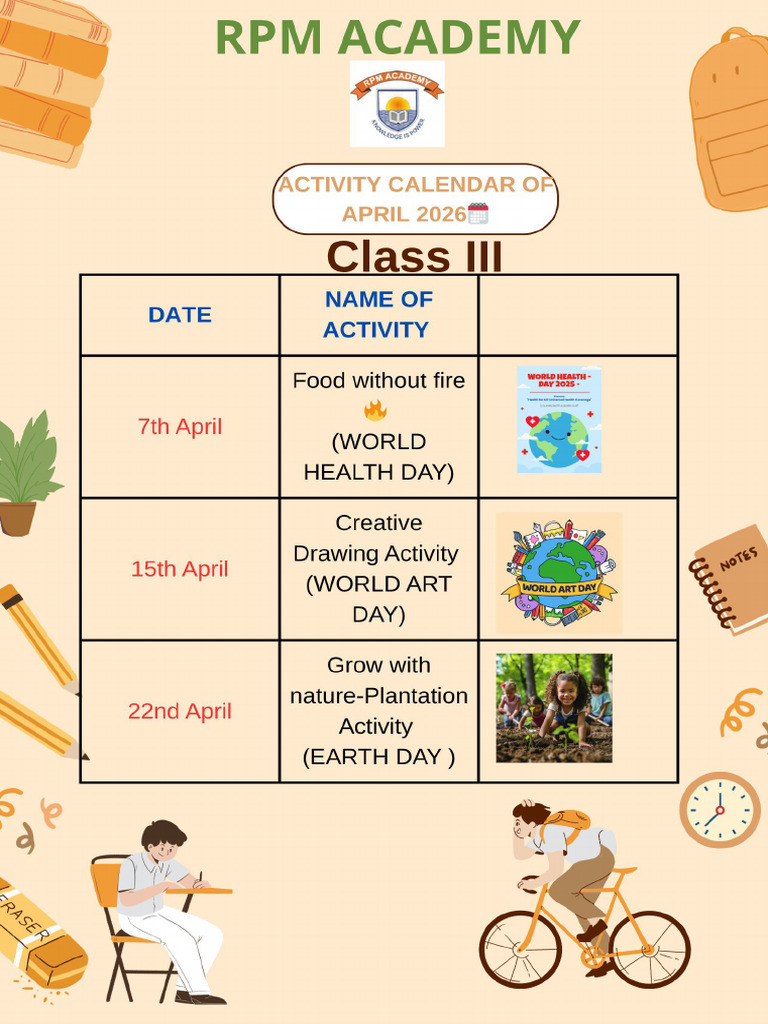 Activity Calendar For (Class III) | PDF