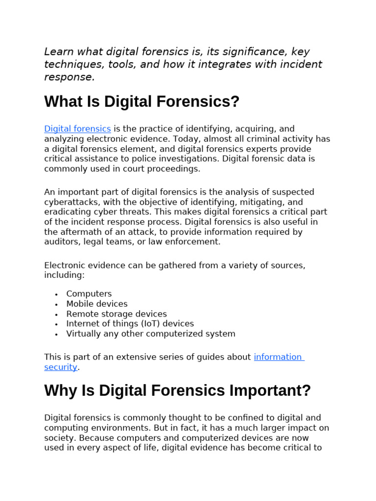 Learn What Digital Forensics Is | PDF | Digital Forensics | Computer ...