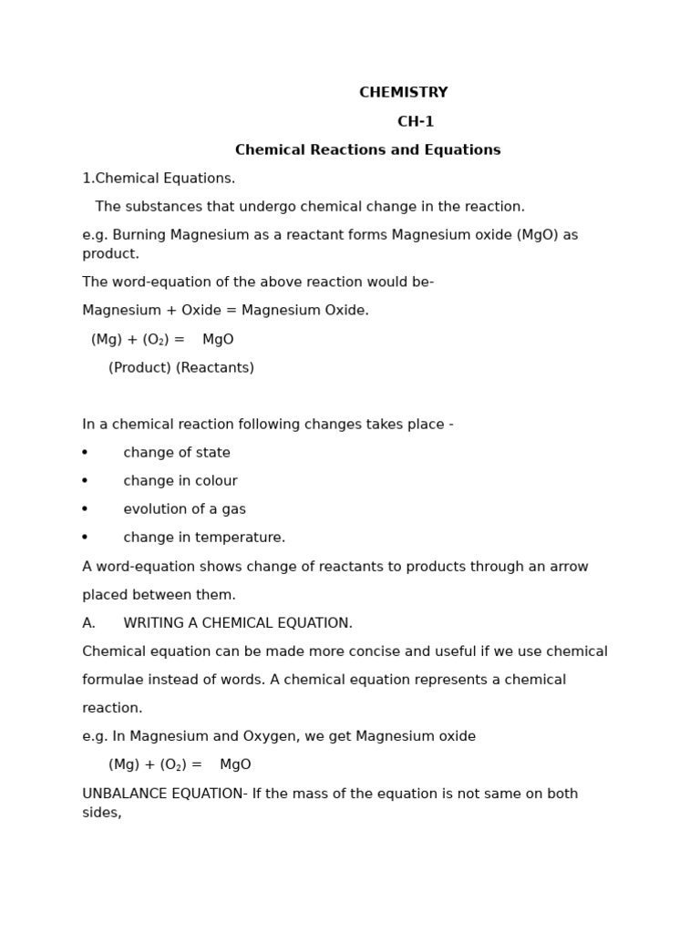 Chemistry | PDF | Chemical Reactions | Magnesium