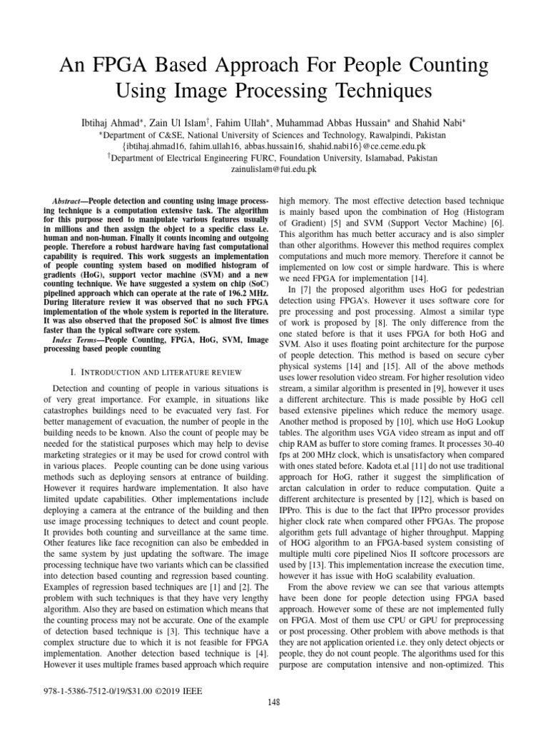 An FPGA Based Approach For People Counting Using Image Processing ...