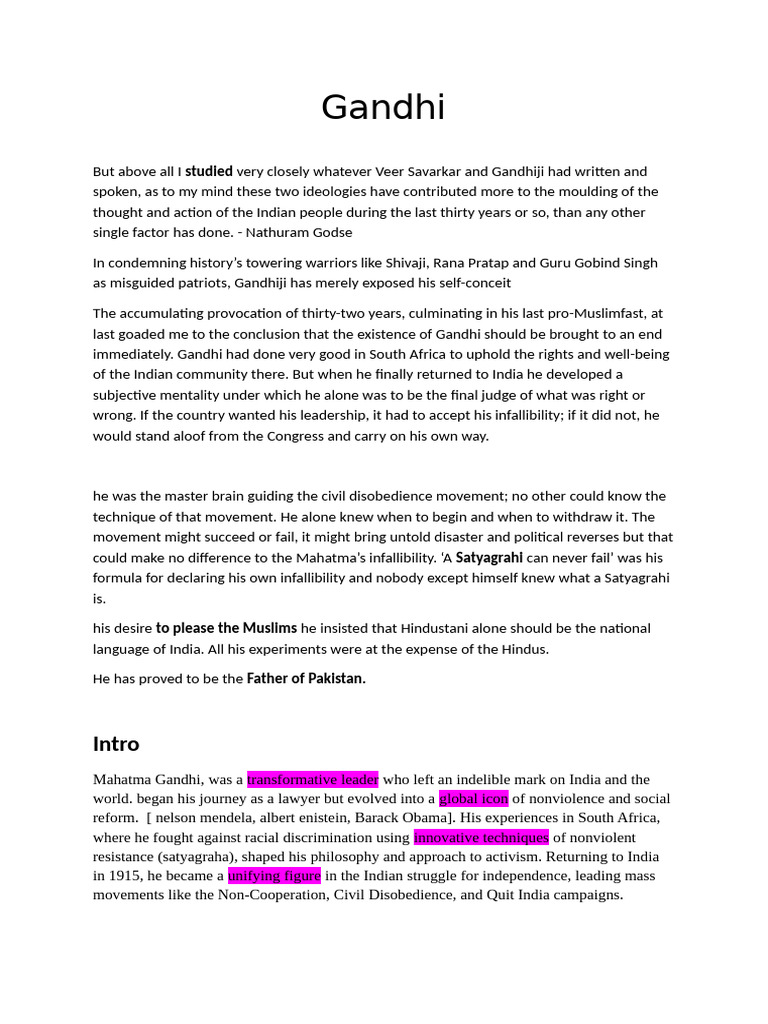 Gandhi | PDF | Nonviolence | Mahatma Gandhi