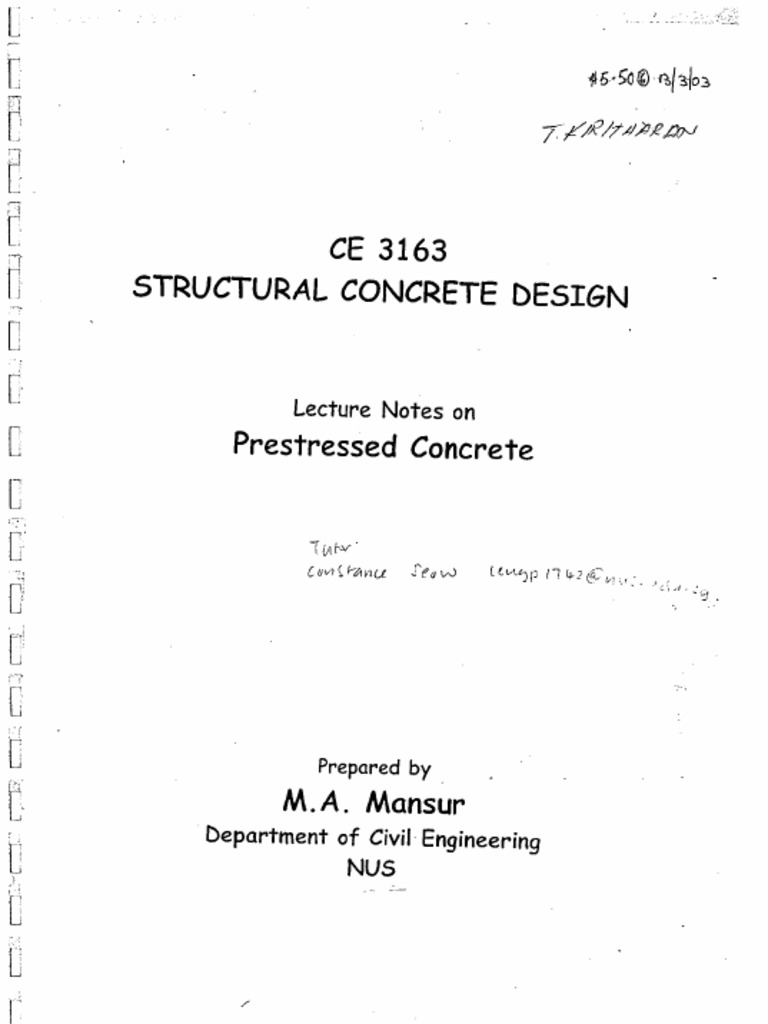 Prestressed Concrete Design-Lecture Notes | PDF