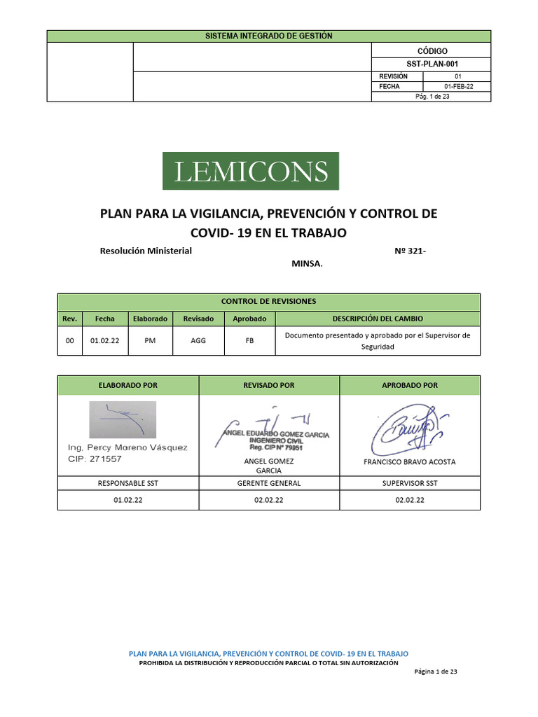Plan para La Vigilancia, Prevención y Control de Covid - 19 en El ...