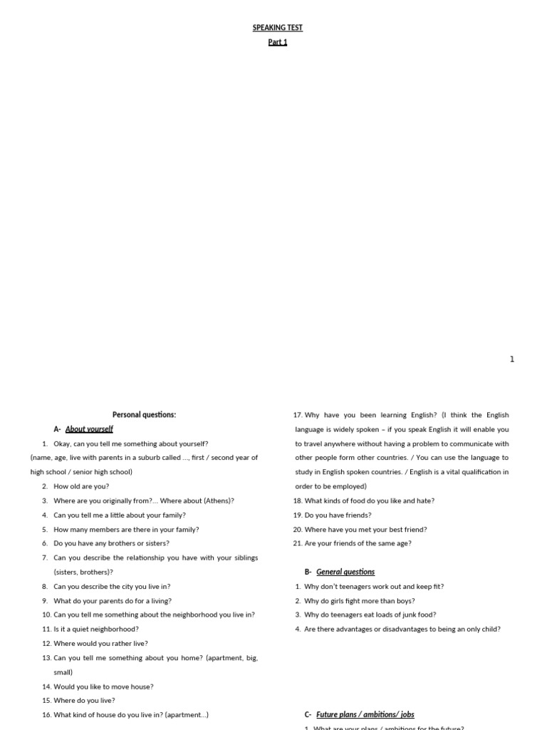 Speaking Test | PDF | Chess | Chess Theory