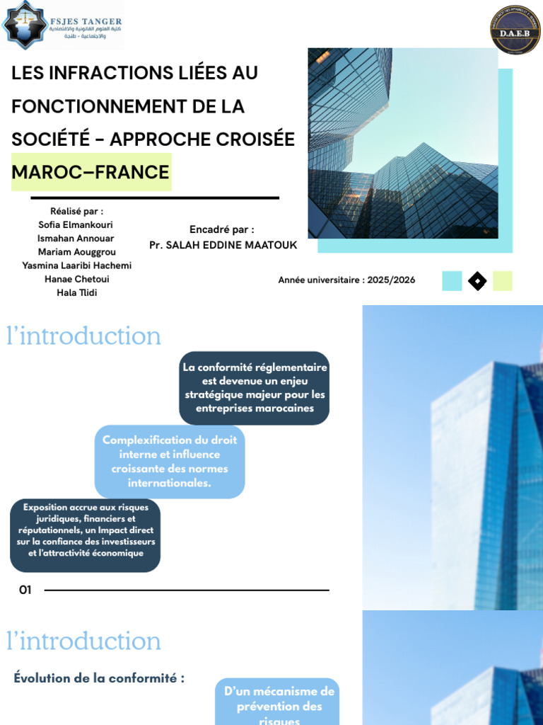 Les Infractions Liées Au Fonctionnement de La Société - Approche ...