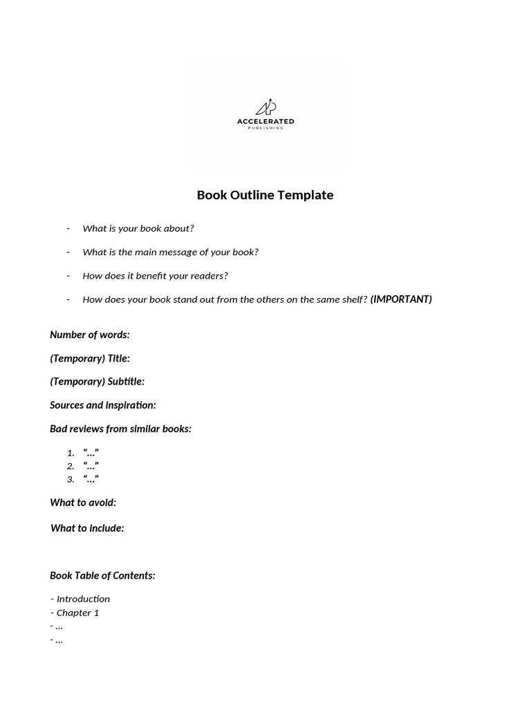 Book Outline Template 2.0 1 2 | PDF