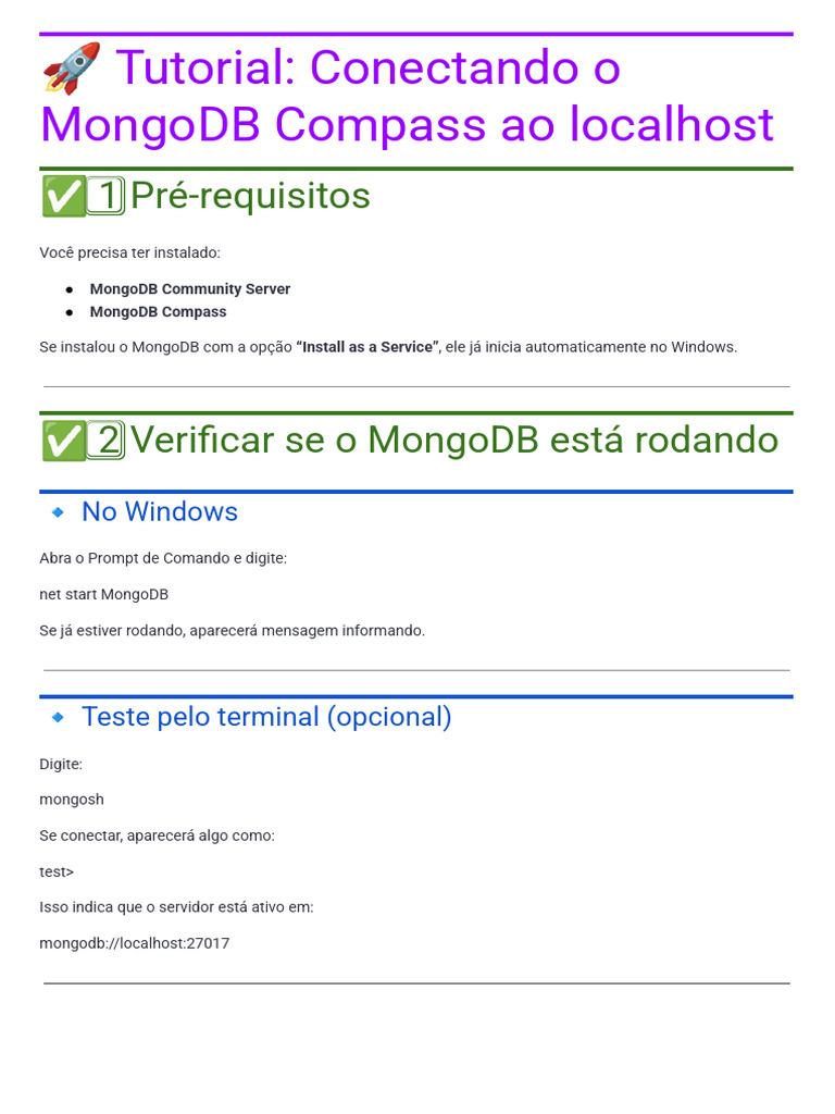 01.01 - ? Tutorial - Conectando o MongoDB Compass Ao Localhost | PDF ...