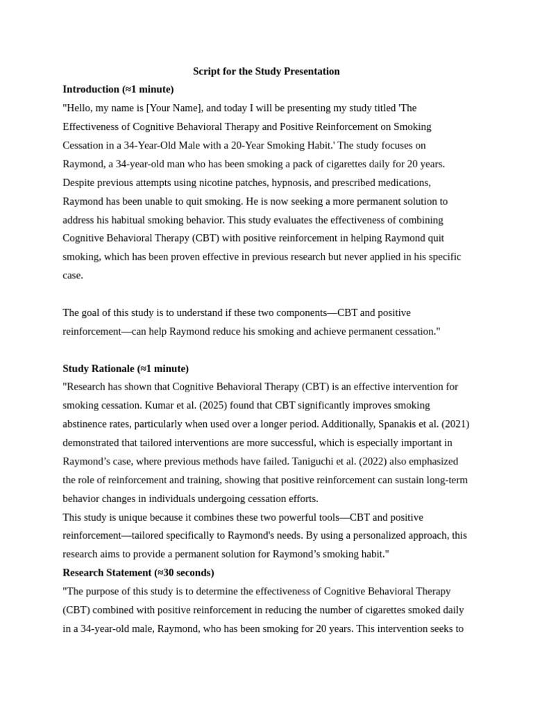 Script For The Study Presentation | PDF | Cognitive Behavioral Therapy ...