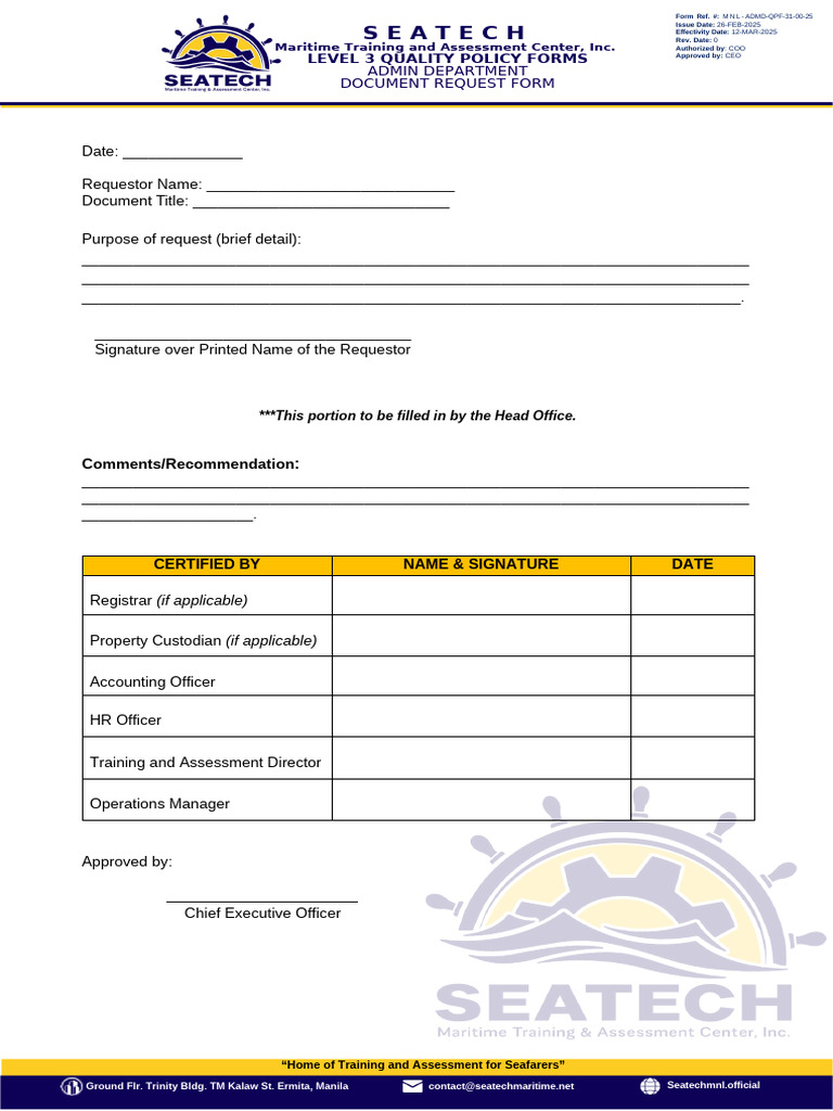 ADMD QPF 31 Document Request Form 2 | PDF