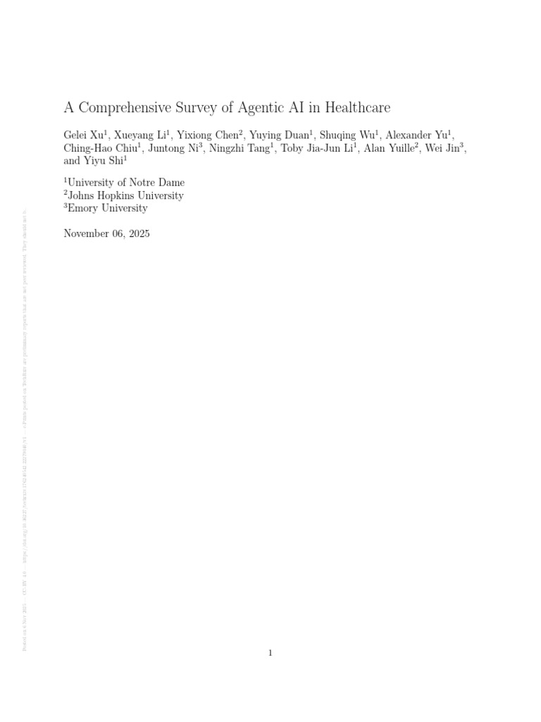 A Comprehensive Survey of Agentic AI in Healthcare | PDF | Artificial ...