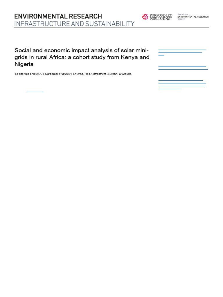 Social and Economic Impact Analysis of Solar Mini-Grids in Rural Africa ...