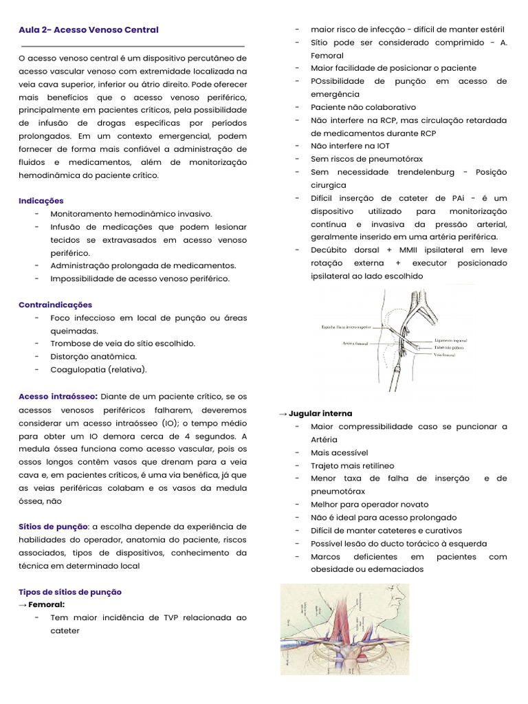 Aula 2 - Acesso Venoso Central | PDF | Coração | Veia