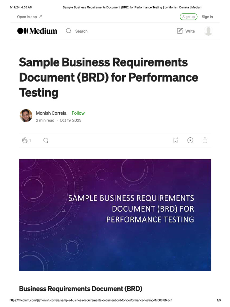 BRD For Performance Testing | PDF