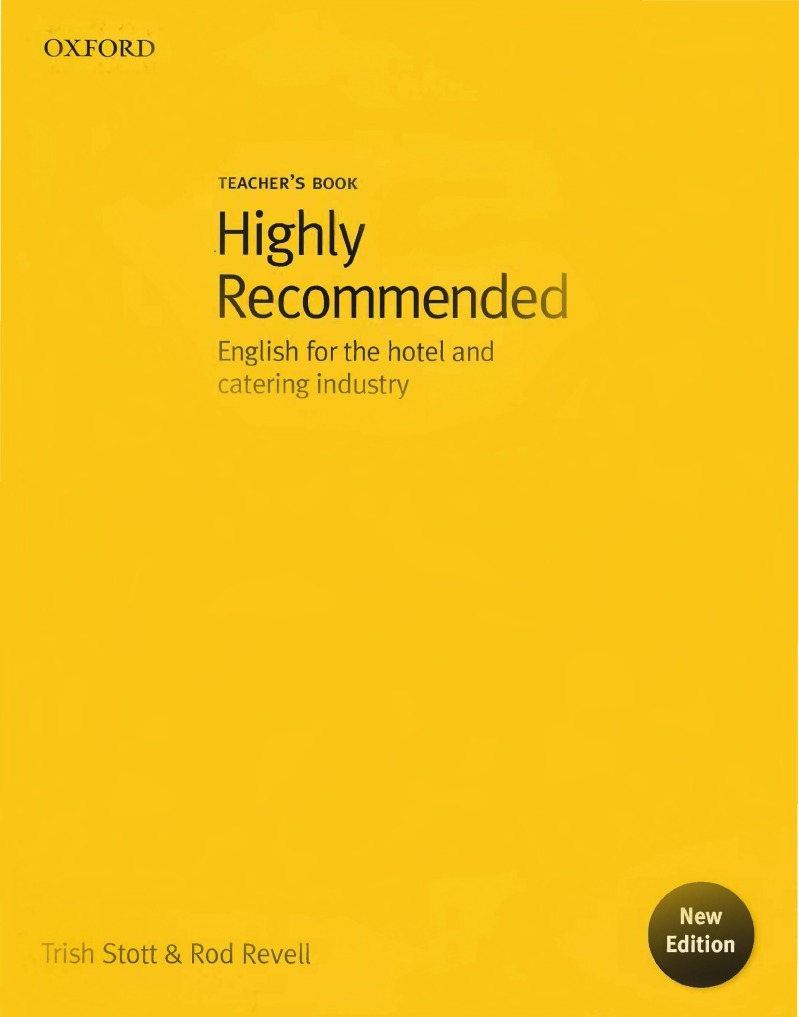 Book for hotel industry - Highly Recommended New Edition Teacher’s Book