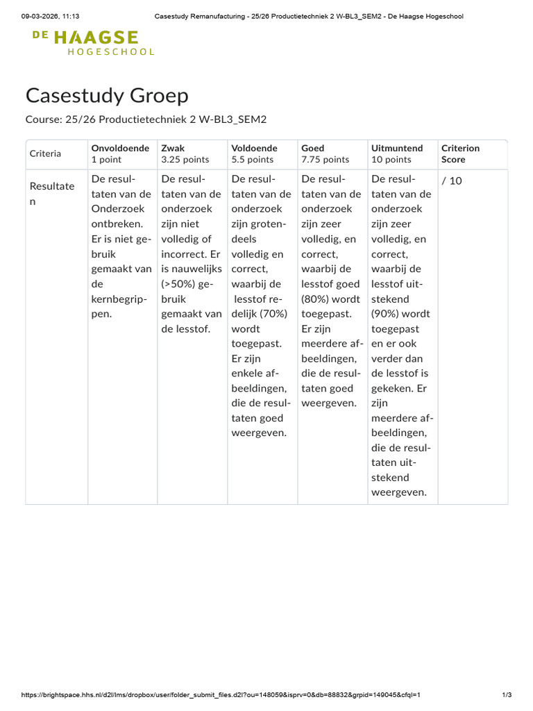 Casestudy Remanufacturing - 25 - 26 Productietechniek 2 W-BL3 - SEM2 ...