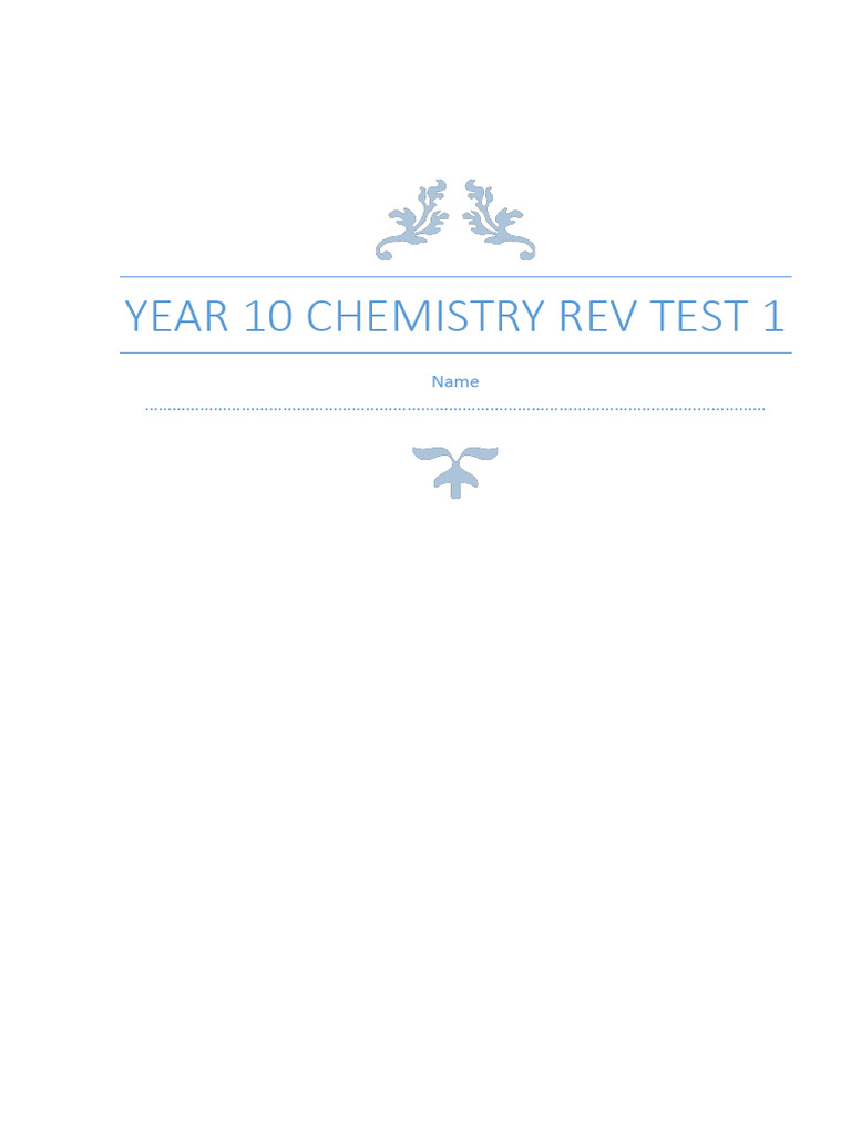 Year 10 Chemistry Rev Test 1 | PDF