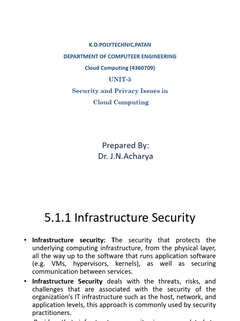 UNIT-5_Security and Privacy Issues in Cloud Computing | PDF | Cloud ...