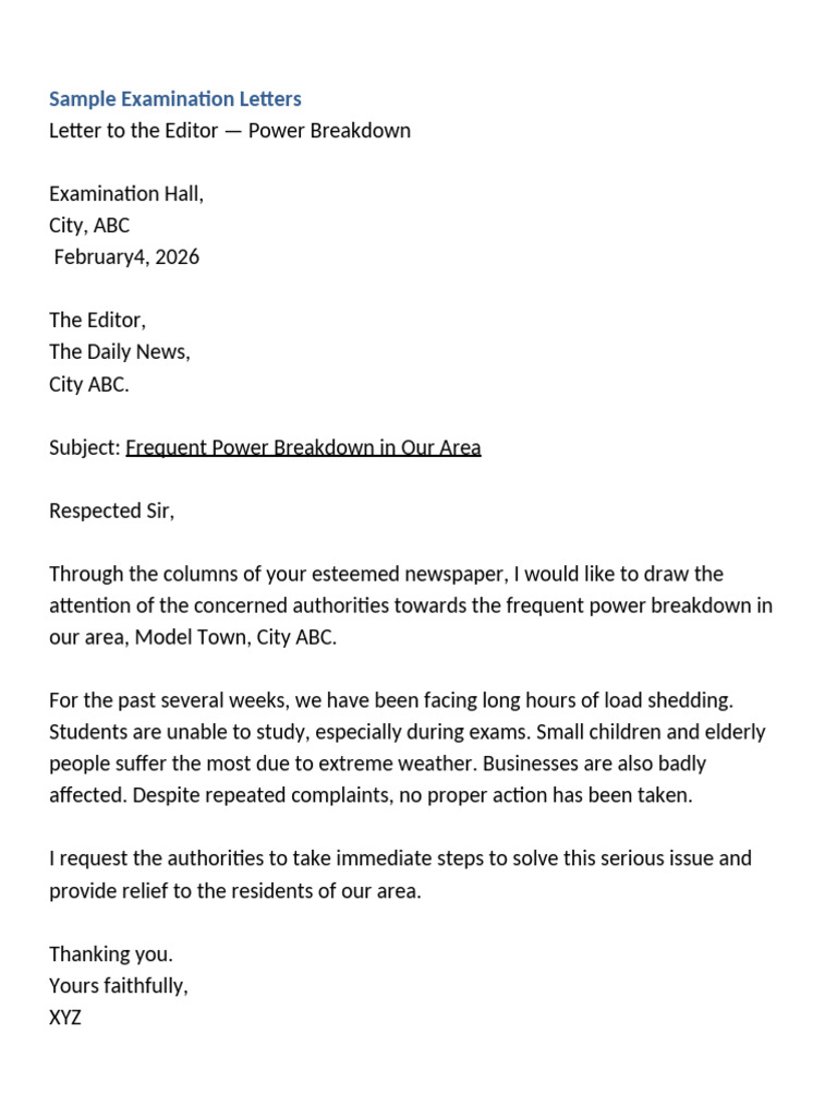 Sample Exam Letters | PDF