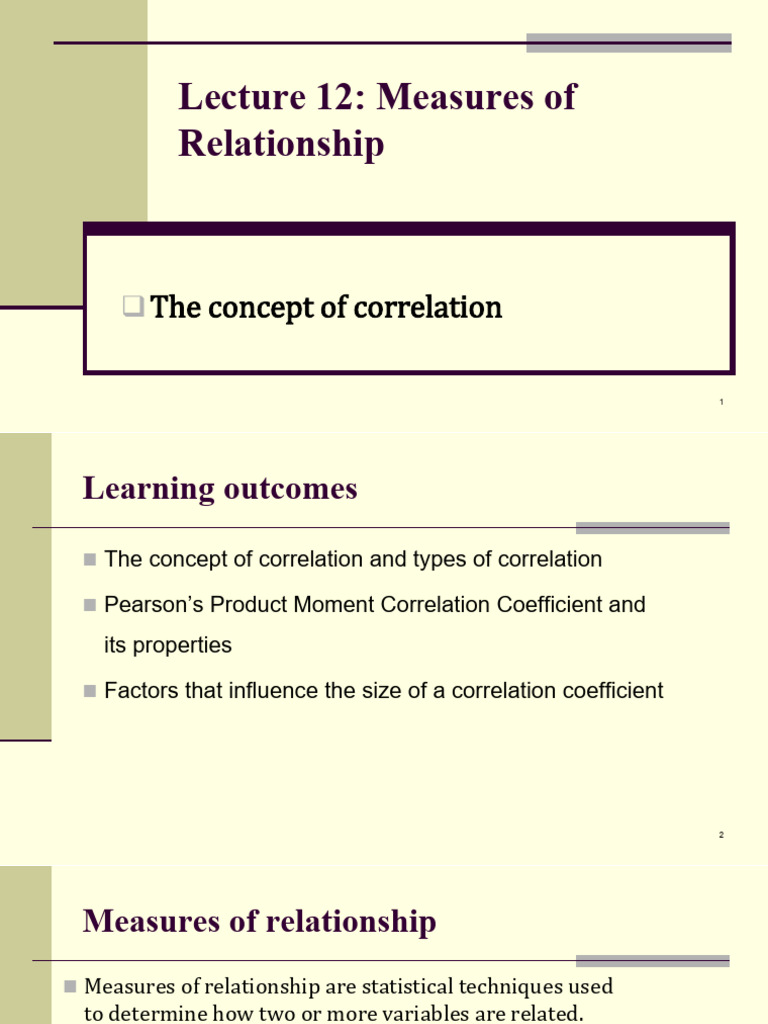 Lecture 12 - Measures of Relationships PDF | PDF | Statistical Analysis ...