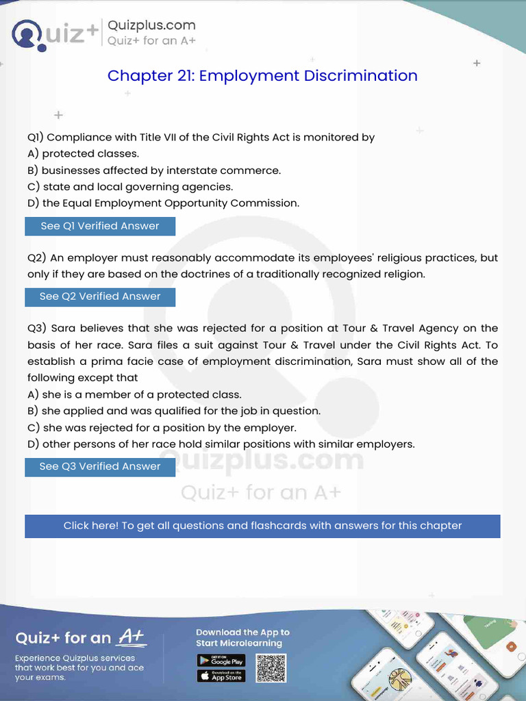 Compliance With Title Vii of The Civil Rights Act Is Monitored by | PDF ...