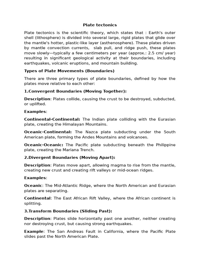 Plate Tectonics Notes | PDF