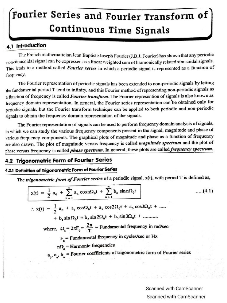 Fourier Series Continuous Time Periodic Signal and Fourier Transform | PDF