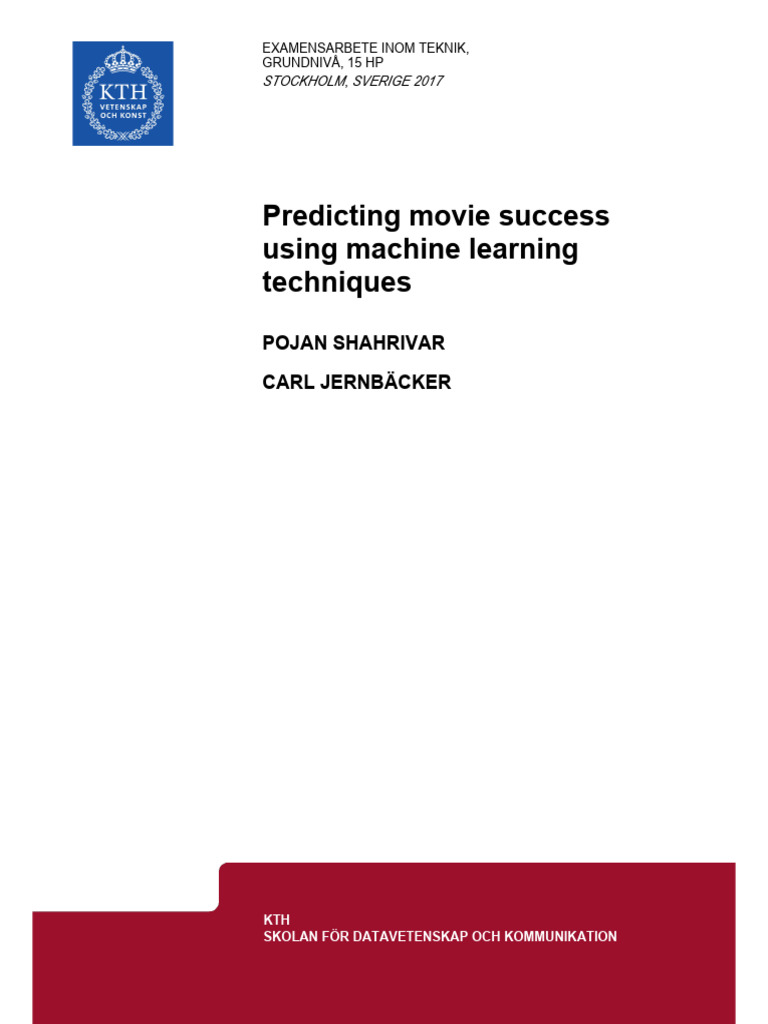 Predicting Movie Success Using Machine Learning Techniques | PDF ...