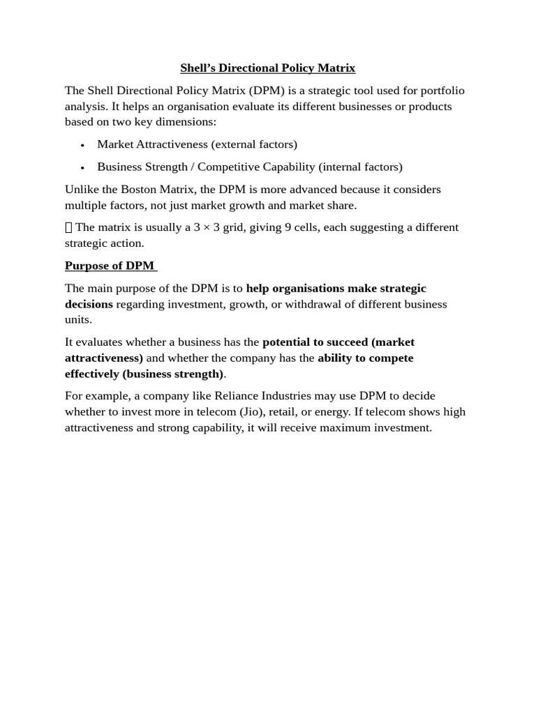 Shell Directional Model | PDF | Investing | Business Economics