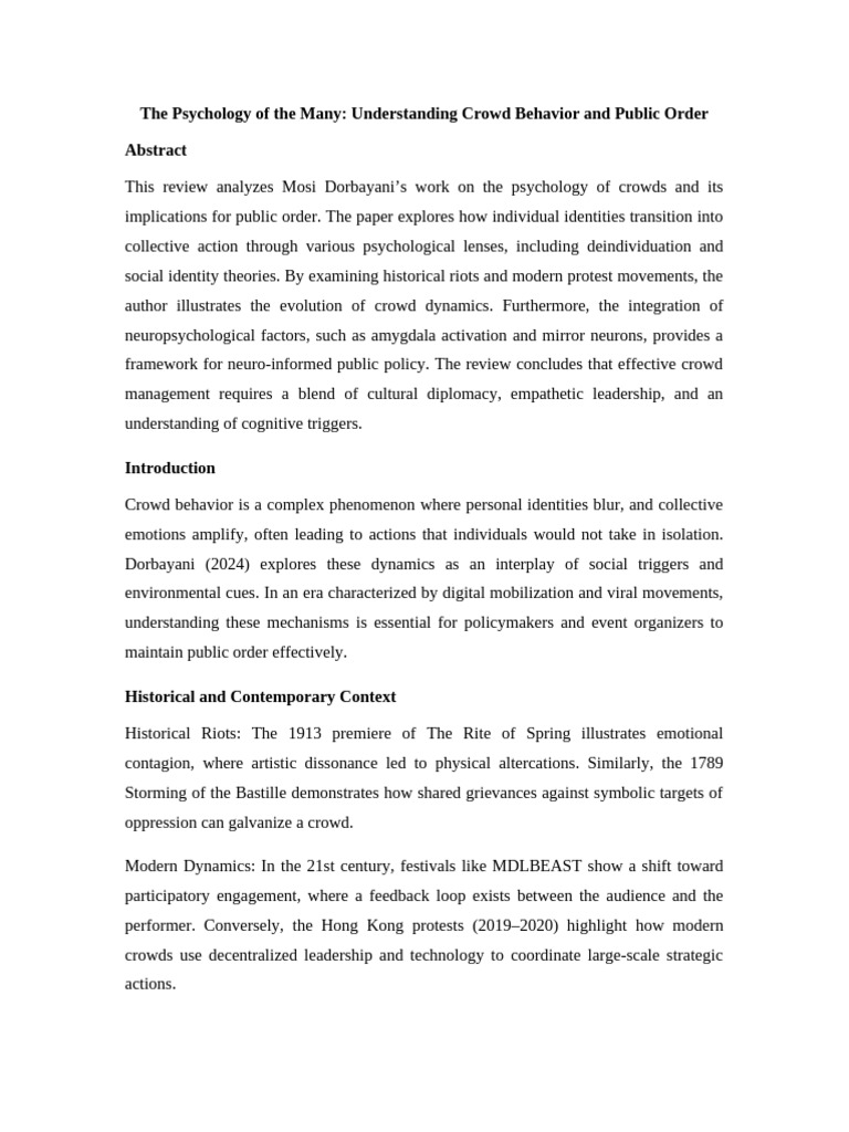 Crowd Behavior Report | PDF | Empathy | Leadership