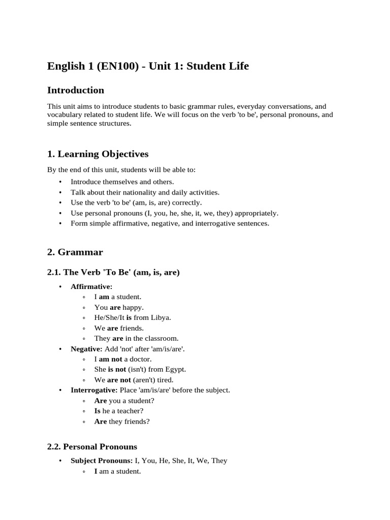 EN100 Full Handouts en Final | PDF | English Language | Meal