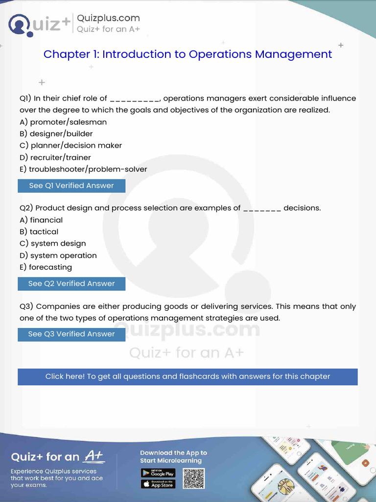 In Their Chief Role of Operations Managers Exert Considerable Influence ...