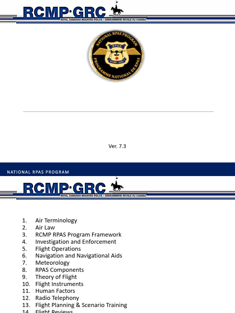 RCMP RPAS Ground School - Slide Deck - 22feb2022 - V7.3 | PDF | Visual ...