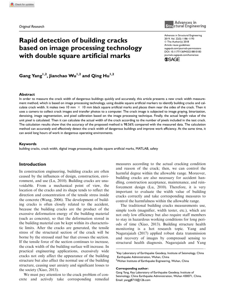 Rapid Detection of Building Cracks Based On Image Processing Technology ...