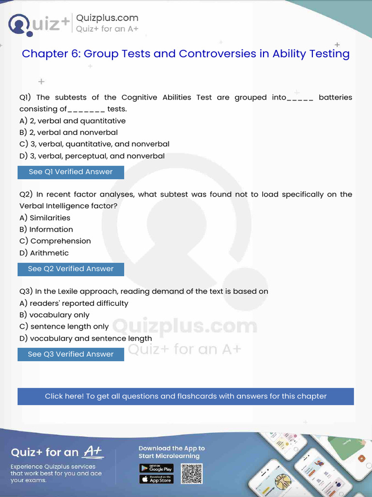 The Subtests of The Cognitive Abilities Test Are Grouped Into Batteries ...