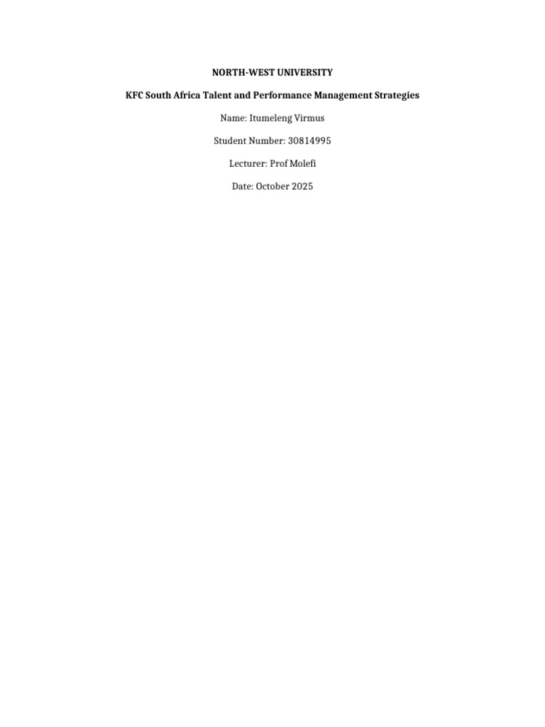 KFC Talent Performance APA | PDF | Talent Management | Performance ...