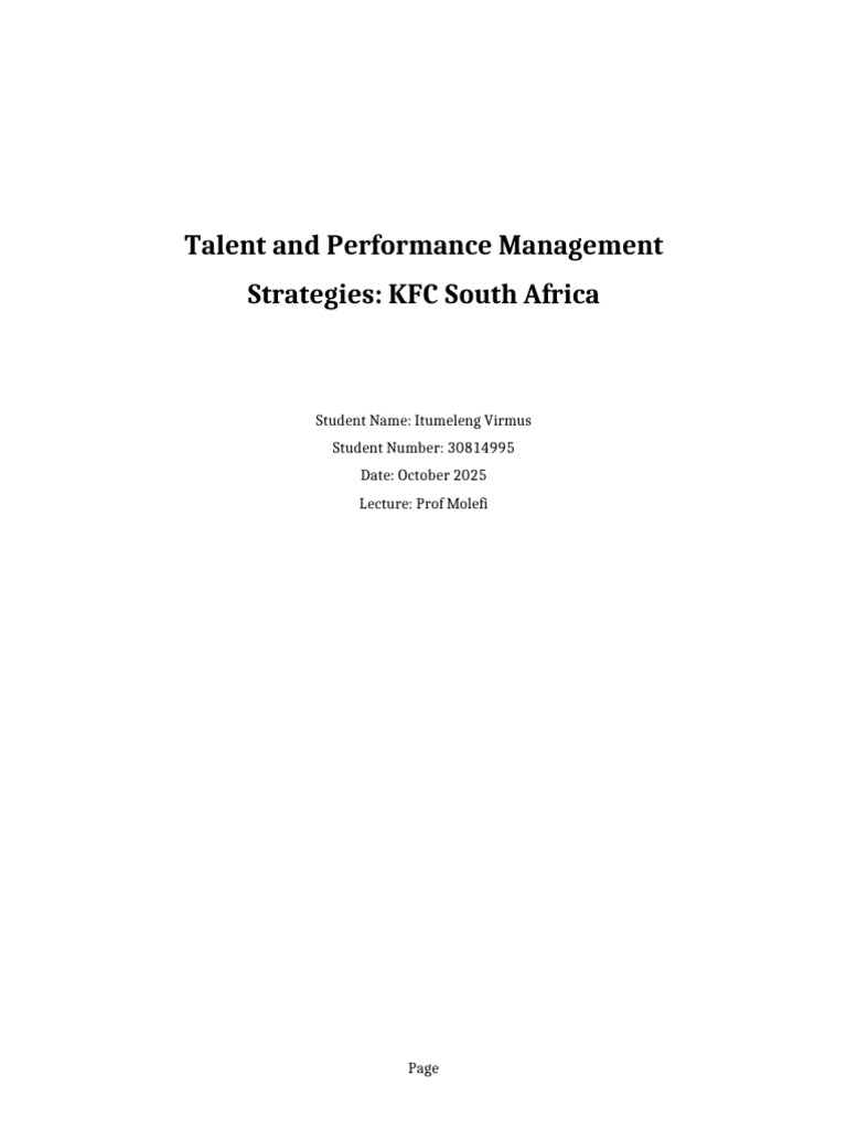 KFC Talent Performance Management Formatted | PDF | Performance ...