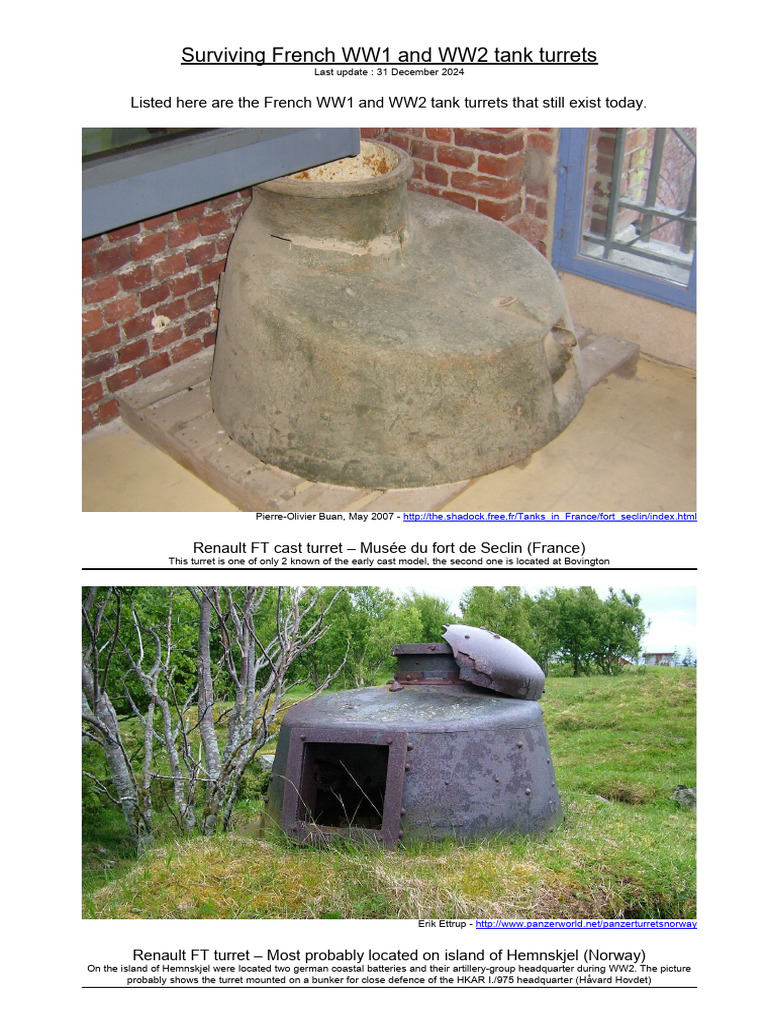 Surviving French Tank Turrets | PDF | Combat Vehicles | Armoured Vehicles