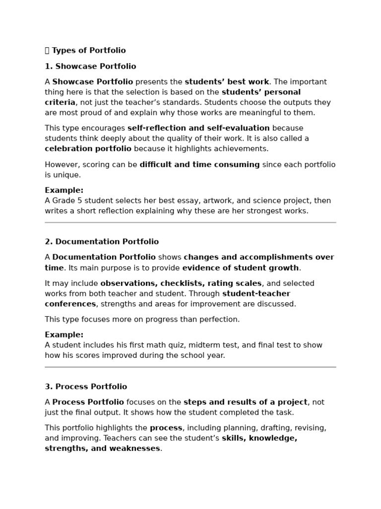 Types of Portfolio | PDF