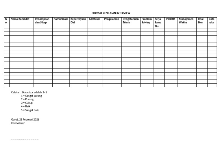Format Penilaian Interview | PDF